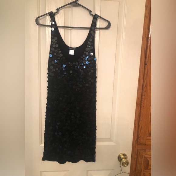Venus Black Sequenced Sleeveless Mini Dress - Picture 1 of 4